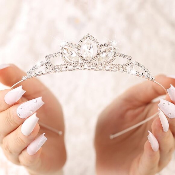 Silver Crystal Tiara Crowns Rhinestone Birthday Crowns Headband Tiaras for Women - Picture 6 of 7